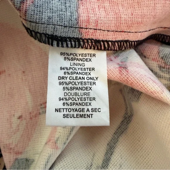 Trina Turk 'Sena' Black Pink Floral Bell Sleeve V-Neck Ponte Dress 8 - Picture 9 of 10